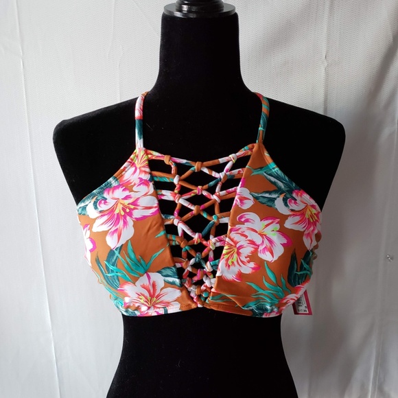 Xhilaration High Neck Floral Bikini Top - Picture 1 of 7